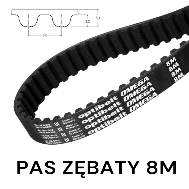 Pas pasek zębaty HTD 8M 1216 szer. 50 mm OPTIBELT 152 zęby