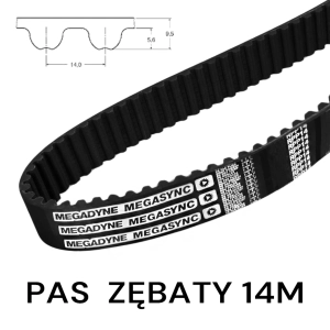 Pas pasek zębaty HTD 14M 1092 szer. 40 mm MEGADYNE 78 zębów Pas pasek zębaty HTD 14M 1092 szer. 40 mm MEGADYNE 78 zębów