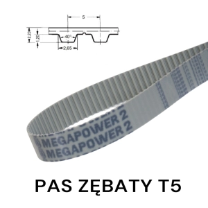Pas pasek zębaty T5 480 szer. 16 mm MEGADYNE 96 zębów